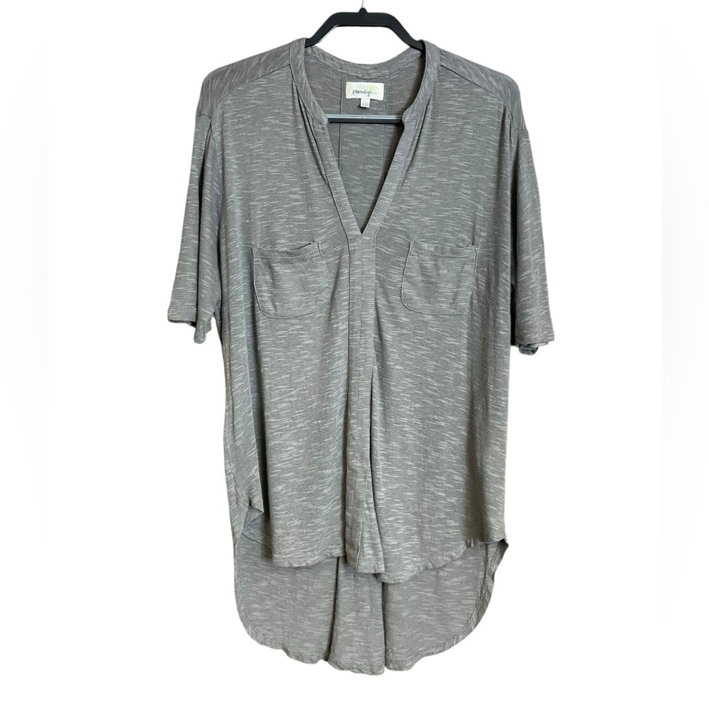Porridge gray heathered cotton blend hi low t-shirt large